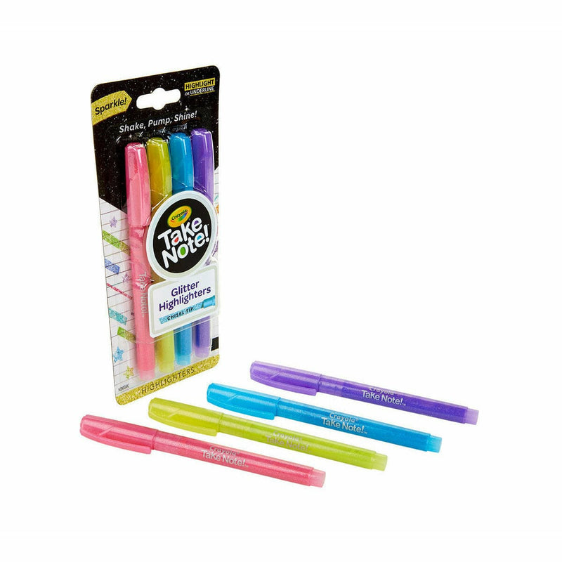 Dark Slate Gray Crayola Take Note! 4 Glitter Highlighter Chisel Tip Pastels Kids Markers
