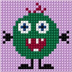 Dark Slate Gray Happy Alien Cross Stitch  Kit 14X14cm Needlework Kits