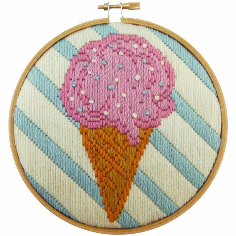 Rosy Brown Make It Ice cream Long Stitch Kit  15cm Round Cross Stitch Kit With Hoop Needlework Kits