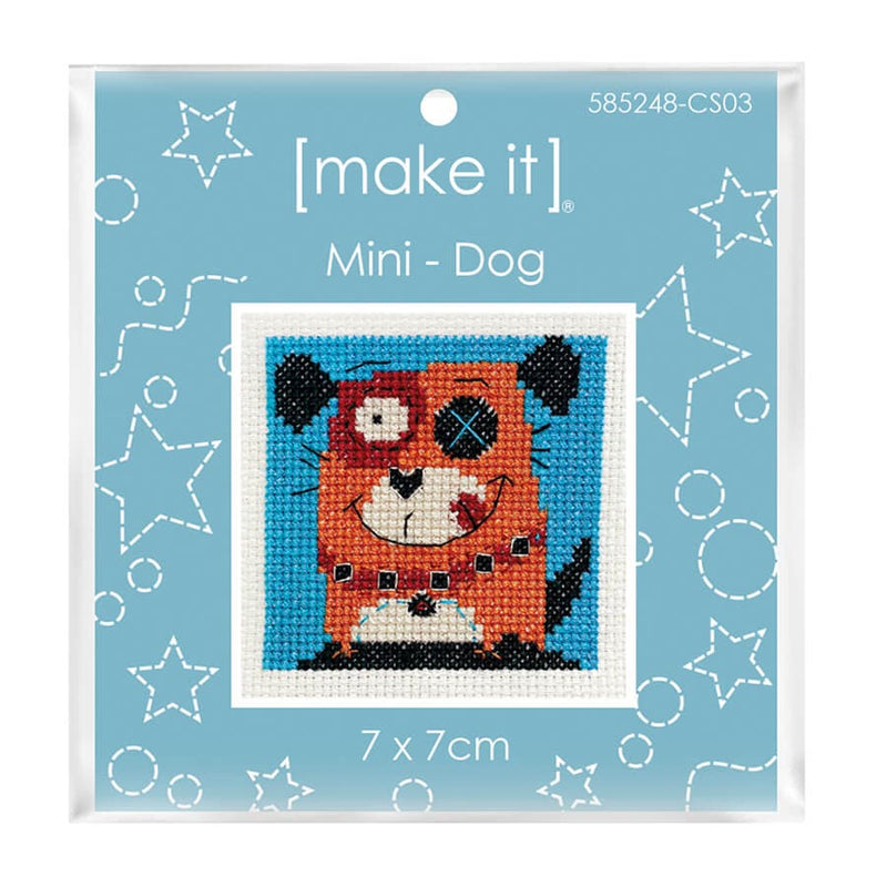 Sky Blue Make It Cross Stitch Kit Mini Kit Dog 7x7cm Needlework Kits
