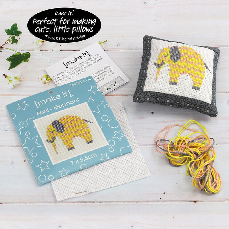 Light Gray Make It  Cross Stitch Kit Mini Kit Elephant 7x5.5cm Needlework Kits