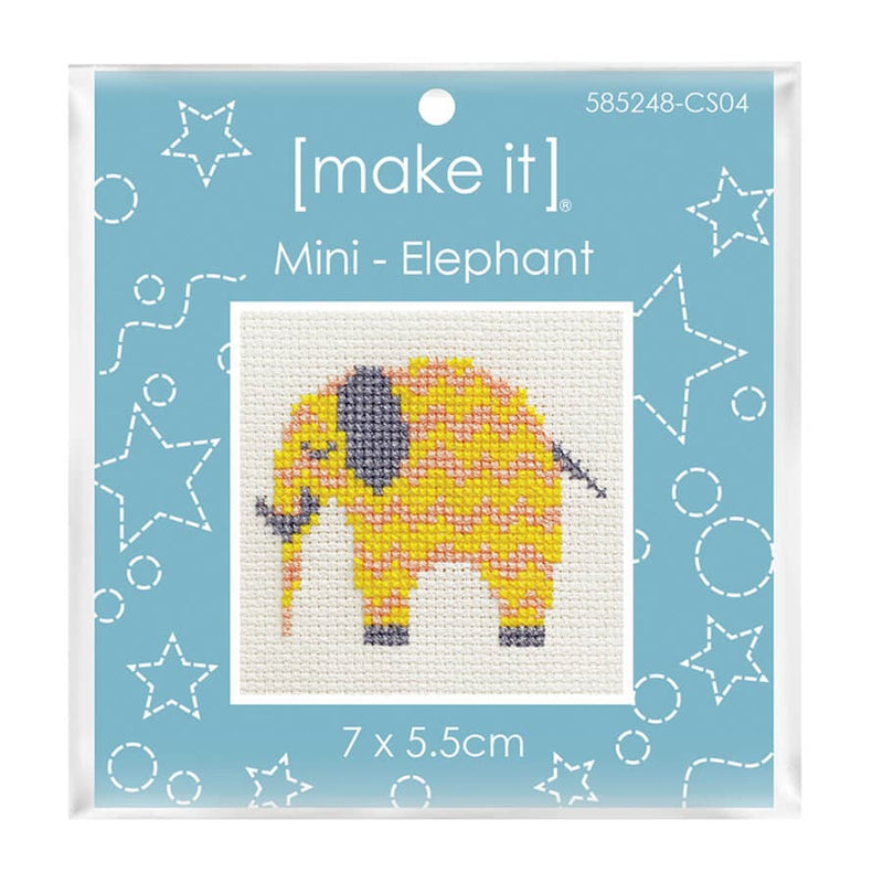 Sky Blue Make It  Cross Stitch Kit Mini Kit Elephant 7x5.5cm Needlework Kits