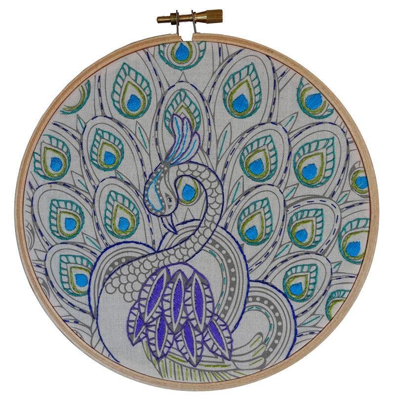 Dark Gray Colour Me Embroidery - Peacock Art 585289 Embroidery Kit
