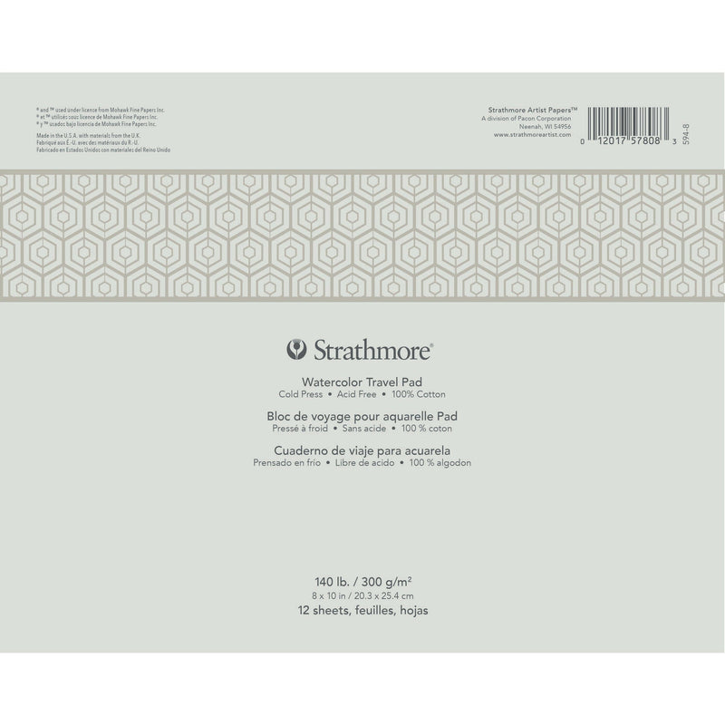 Light Gray Strathmore Watercolor Travel Pad 8"X10" - 12 Sheets Pads