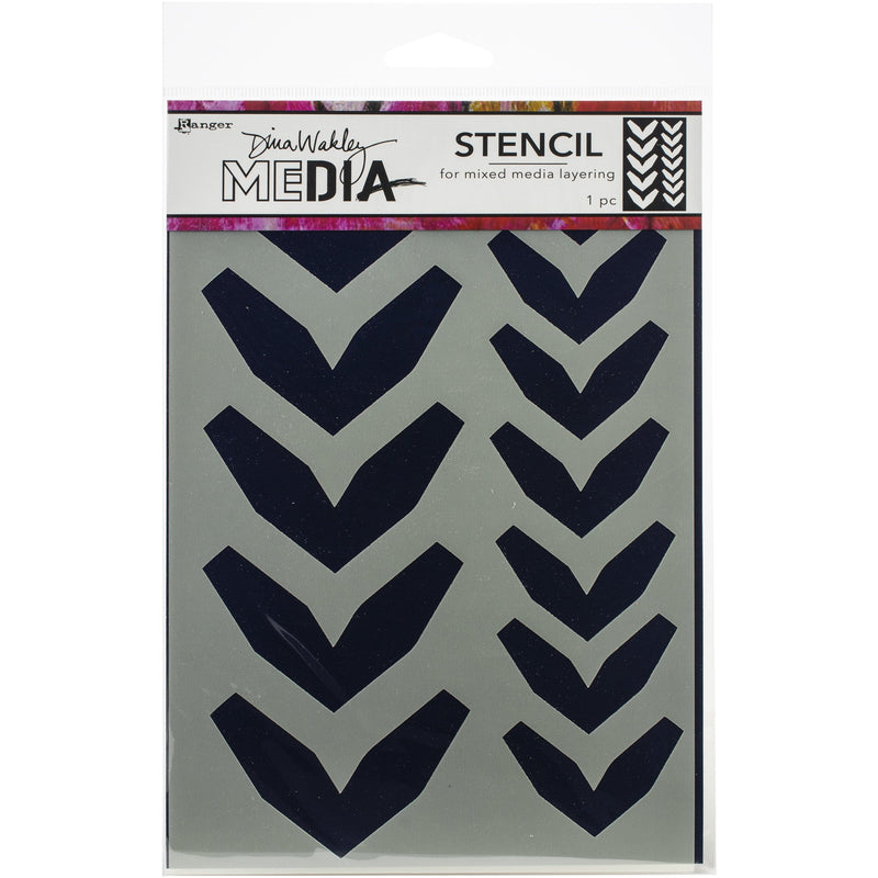 Black Dina Wakley Media Stencils 22.5x15cm-Large Fractured Chevrons Stencils and Templates