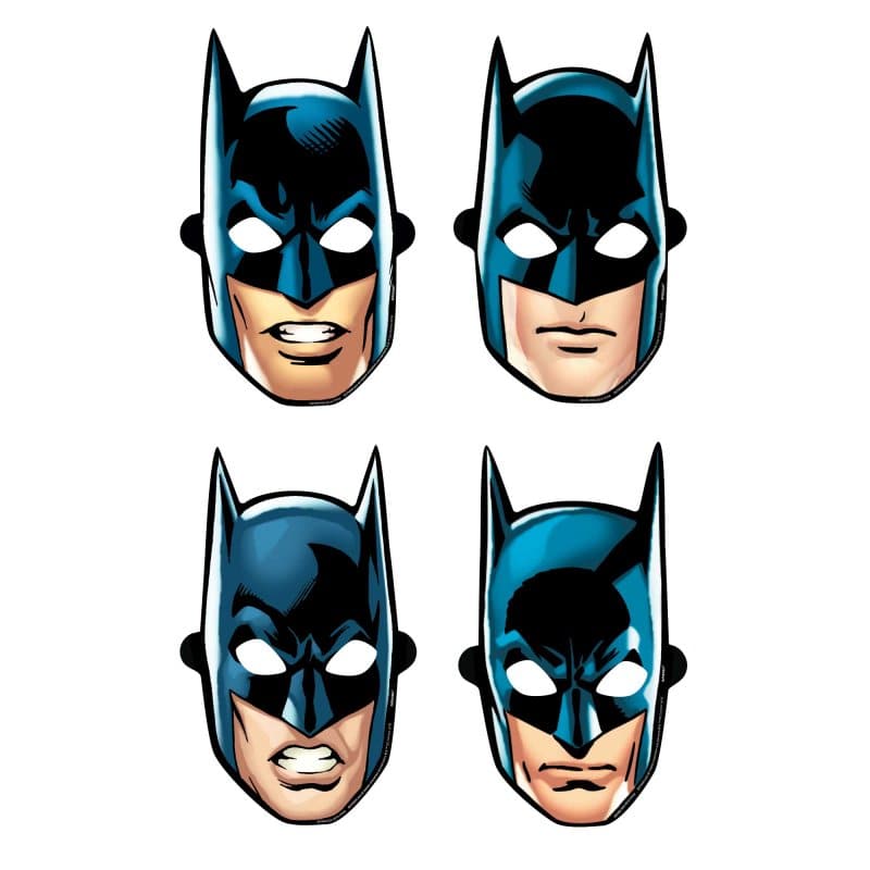 Wheat Batman Heroes Unite Paper Masks 21cm x 24cm (8 Pieces) Party Supplies