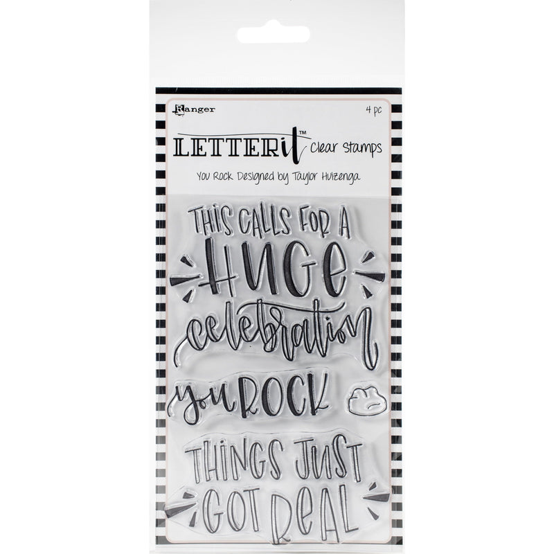 Dark Gray Ranger Letter It Clear Stamp Set 10x15cm-You Rock Stamps