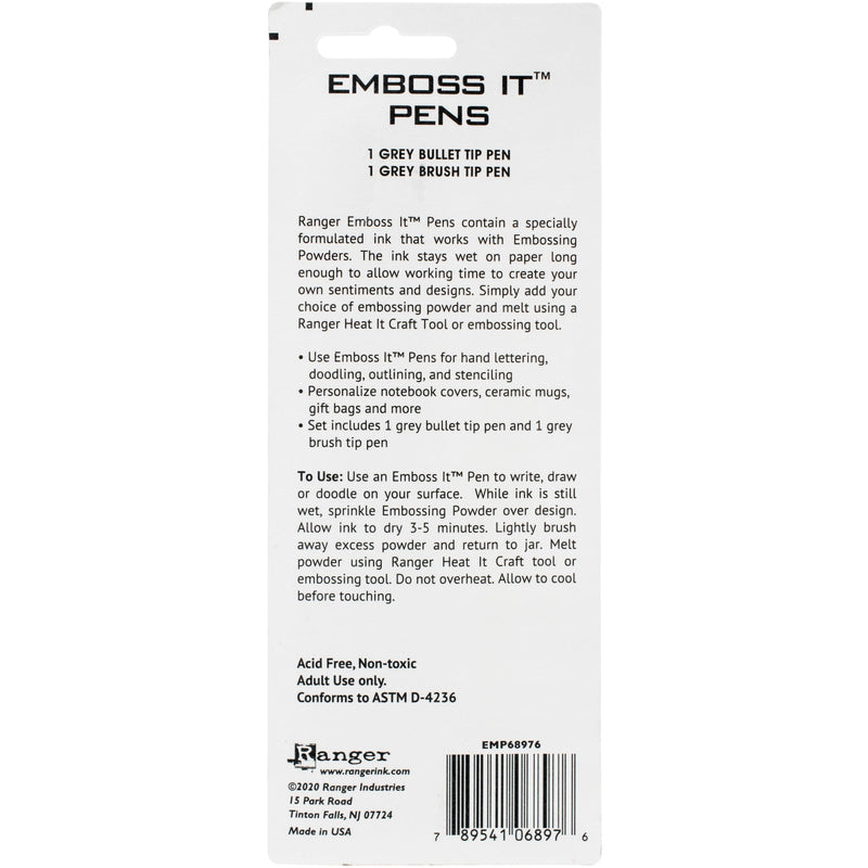 Ranger Embossing Pen Set 2/PkgGrey Brush & Grey Bullet