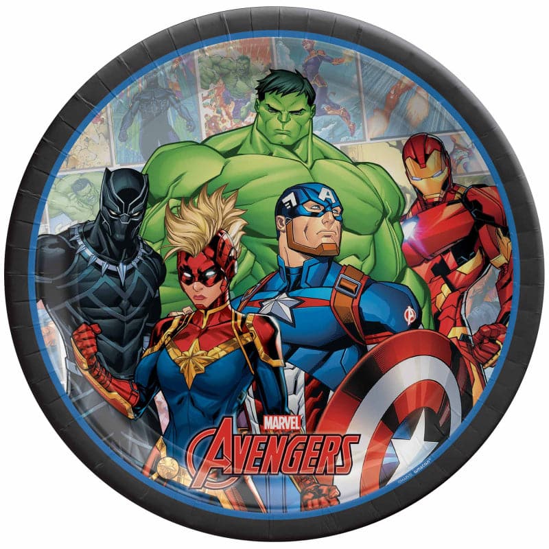 Dark Slate Gray Marvel Avengers Powers Unite-Paper Plates  9" / 23cm (8 Pieces) Party Supplies