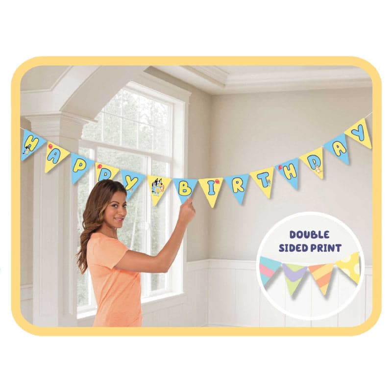 Light Gray Bluey Bunting Paper Banner - 4.57m Party Supplies