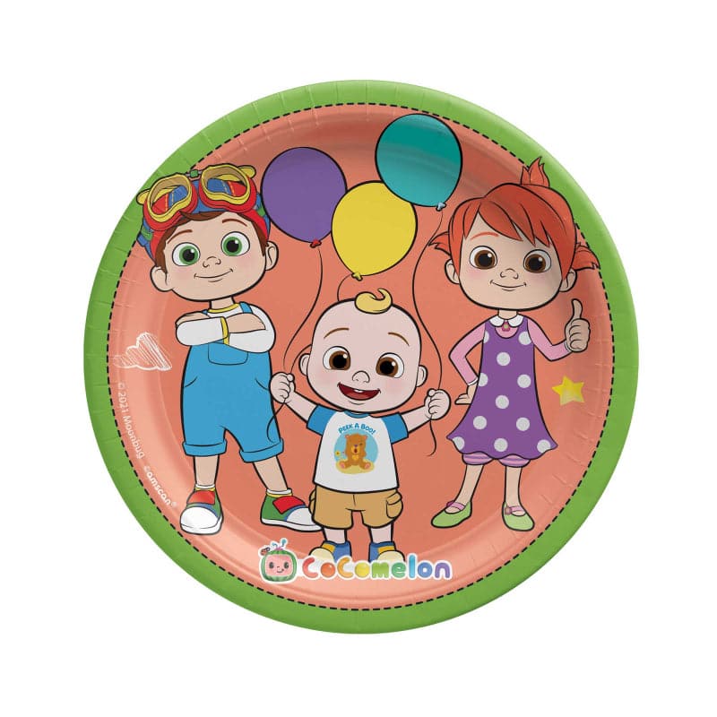 Rosy Brown Cocomelon 7" / 17cm Paper Plates Party Supplies
