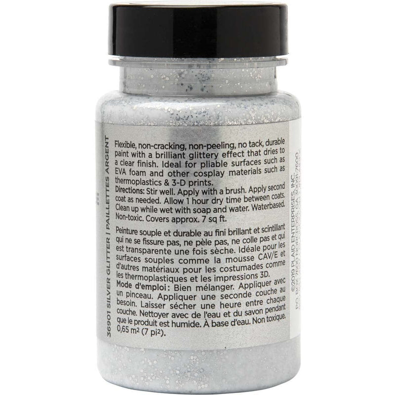 Dark Gray Silver    -FX Cosplay Flexible Paint  Hi-Voltage Glitter 88ml Leather and Vinyl Paint