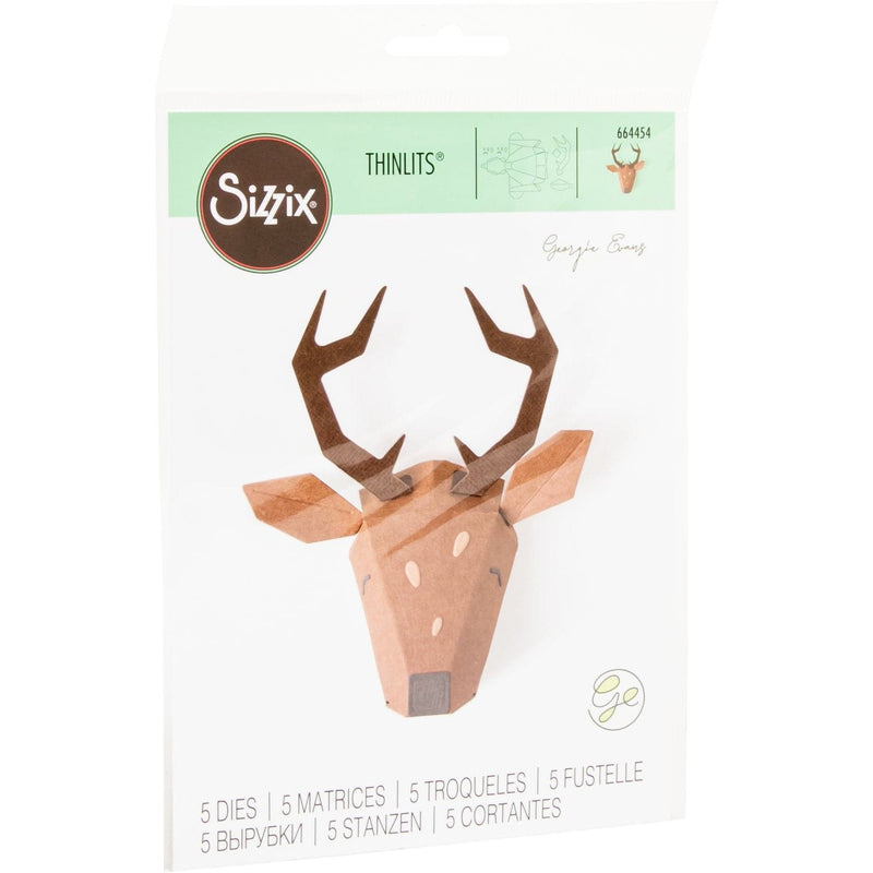 Rosy Brown Sizzix Thinlits Dies by George Evans 5 Pcs - Origami Reindeer Origami