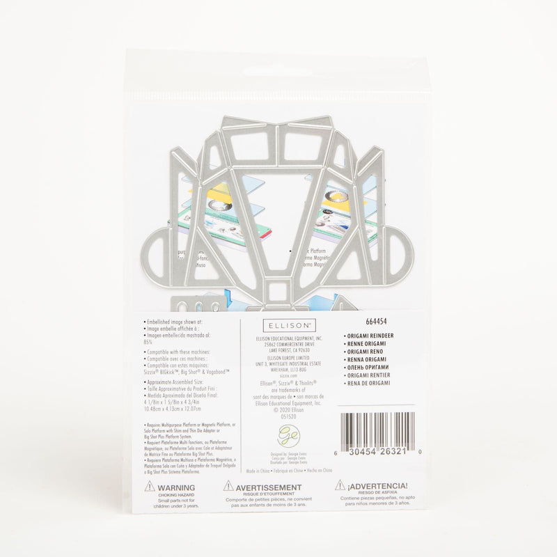 Light Gray Sizzix Thinlits Dies by George Evans 5 Pcs - Origami Reindeer Origami
