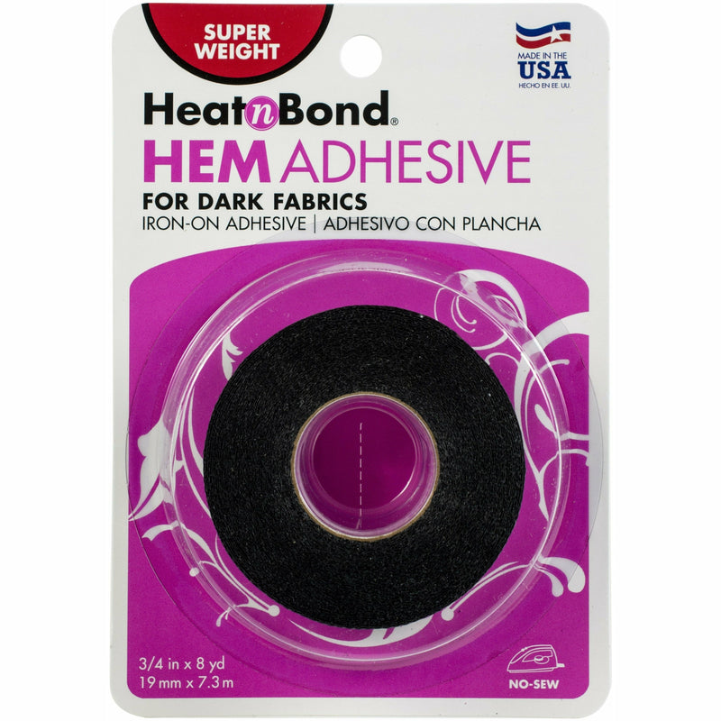 Black HeatnBond Hem Iron - On Adhesive for Dark Fabrics - Super - .75"X8yd Batting Interfacing Stabilisers and Wadding