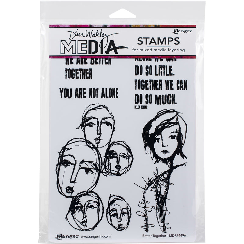 Black Dina Wakley Media Cling Stamps 15x22.5cm-Better Together Stamps