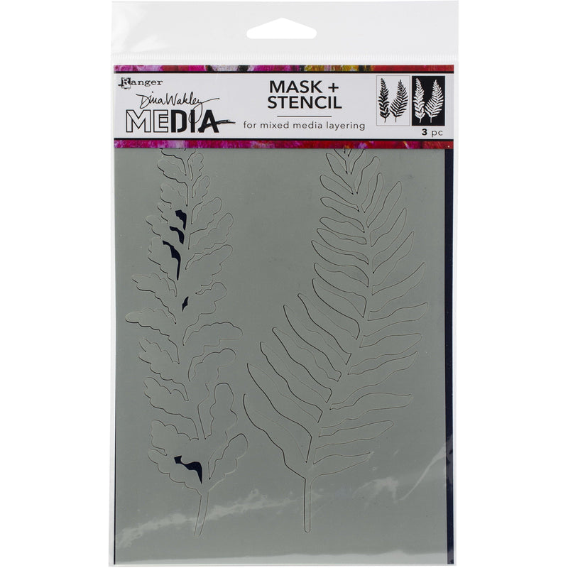 Slate Gray Dina Wakley Media Stencils + Masks 15x22.5cm-Curly Frond Stencils and Templates
