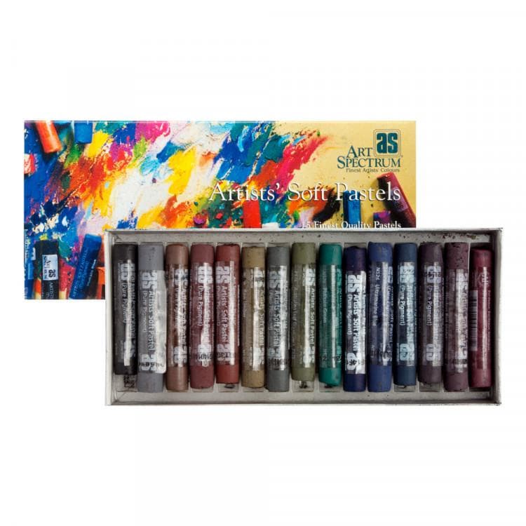 Tan Art Spectrum Standard Pastel Box Set Of 15 Darks Pastels & Charcoal