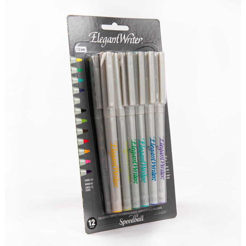 Dark Gray Speedball Elegant Writer Calligraphy Marker Set 1.3mm 12/Pkg-Assorted Colors Pens and Markers