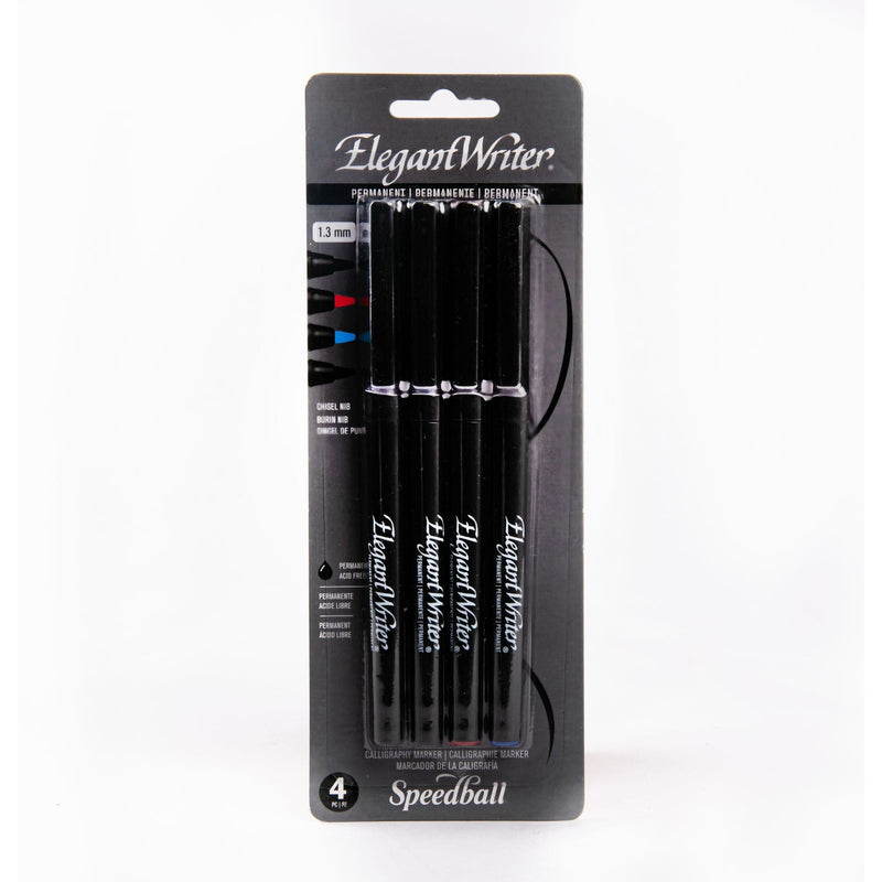 Black Speedball Elegant Writer  Marker Set 4/Pkg-Black, Red, Blue Pens and Markers