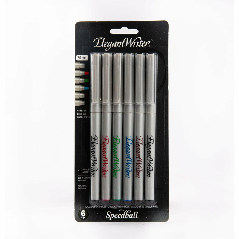 Dark Gray Speedball Elegant Writer Calligraphy Assorted Markers 6/Pkg-Fine Point Pens and Markers