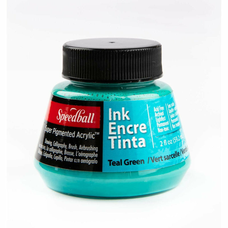 Turquoise Speedball Super Pigmented Acrylic Ink 57ml-Teal Green Inks