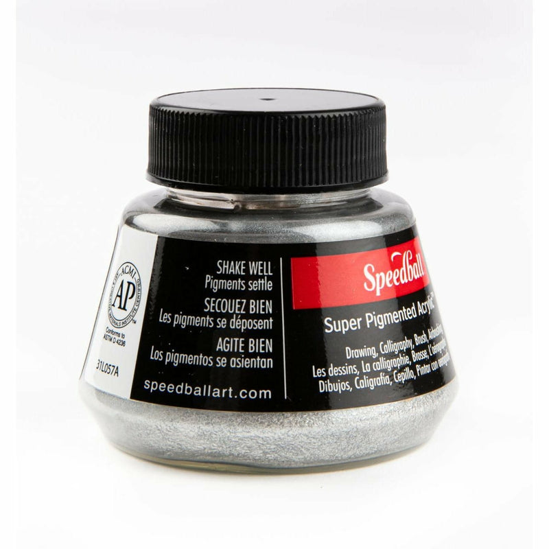 Black Speedball Super Pigmented Acrylic Ink 57ml-Silver Inks