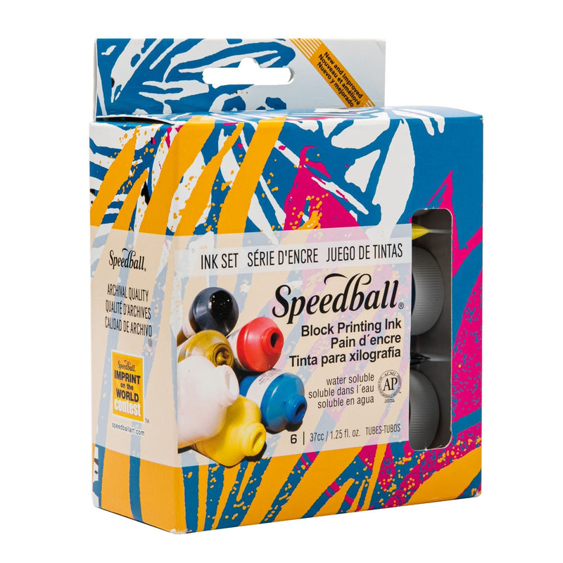 Gray Speedball Block Ink Set 6/Pkg-Starter Set Block & Lino Printing
