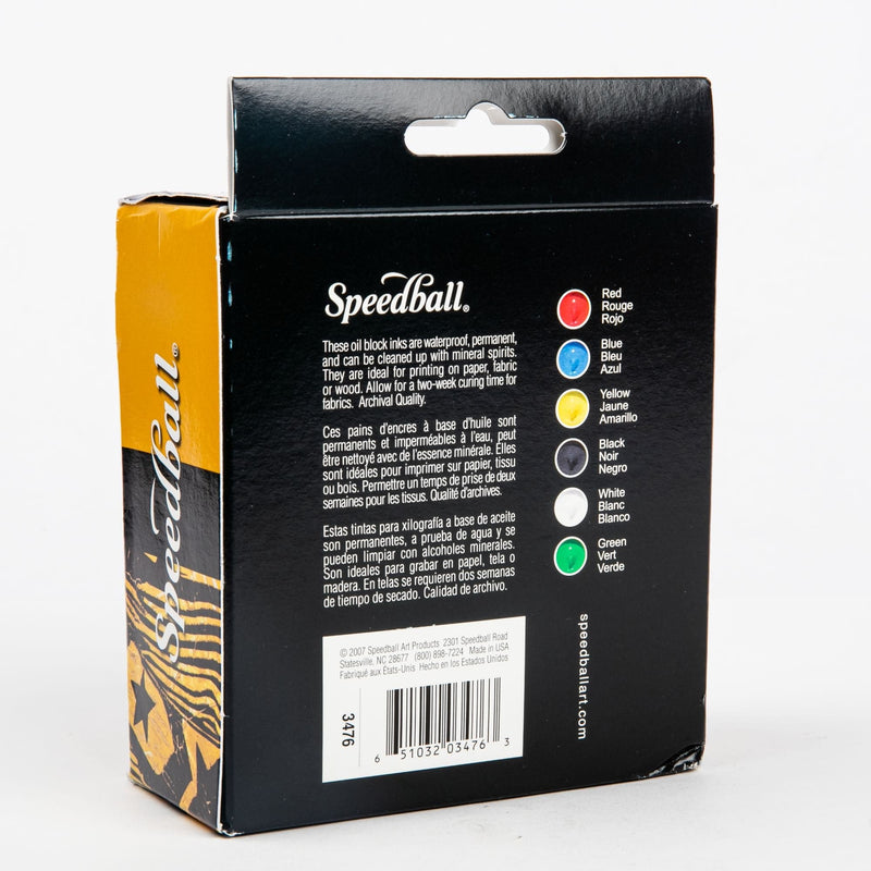 Black Speedball Block Printing Inks 1.25oz 6/Pkg-Oil-Based Block & Lino Printing
