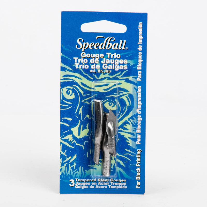 Dark Cyan Speedball Lino Cutter Blades 3/Pkg-Large U Gouge, Square Gouge & Knife Block & Lino Printing