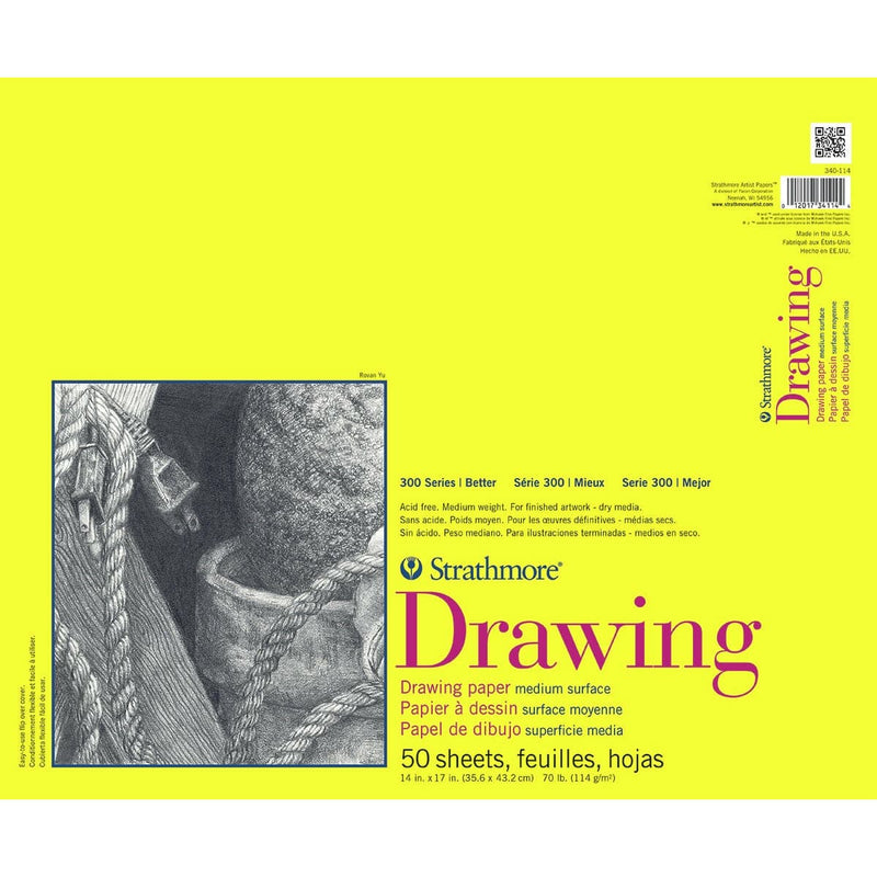 Yellow Strathmore Drawing Paper Pad Tape Bound 14"X17" - 70lb, 50 Sheets Pads