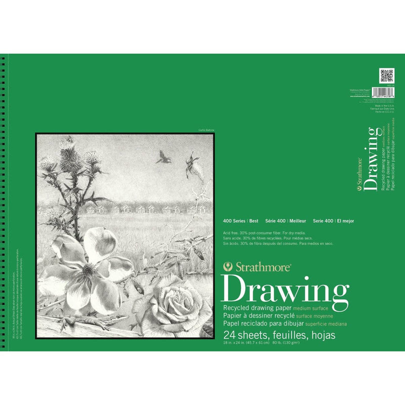 Sea Green Strathmore Recycled Drawing Paper Pad Wire Bound 11"X14" - 80lb, 24 Sheets Pads
