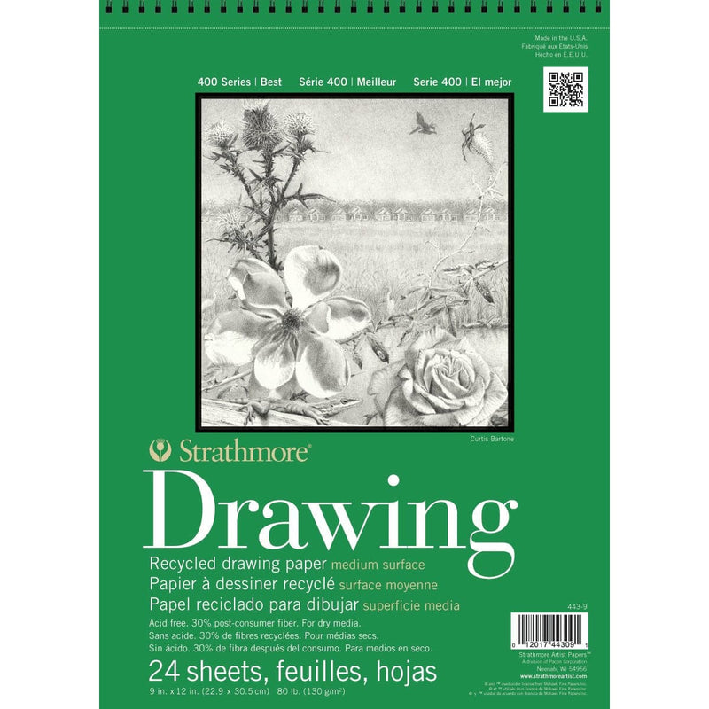 Sea Green Strathmore Recycled Drawing Paper Pad Wire Bound 9"X12" - 80lb, 24 Sheets Pads