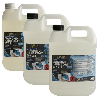 Gray Solid Solutions Diamond Hard Coat 607 UV Resistant Premium Epoxy Resin  2:1 12Litre Kit Acrylic Paints