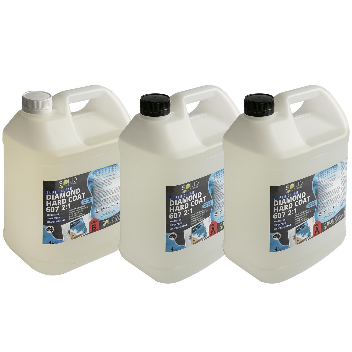 Gray Solid Solutions Diamond Hard Coat 607 UV Resistant Premium Epoxy Resin  2:1 12Litre Kit Acrylic Paints