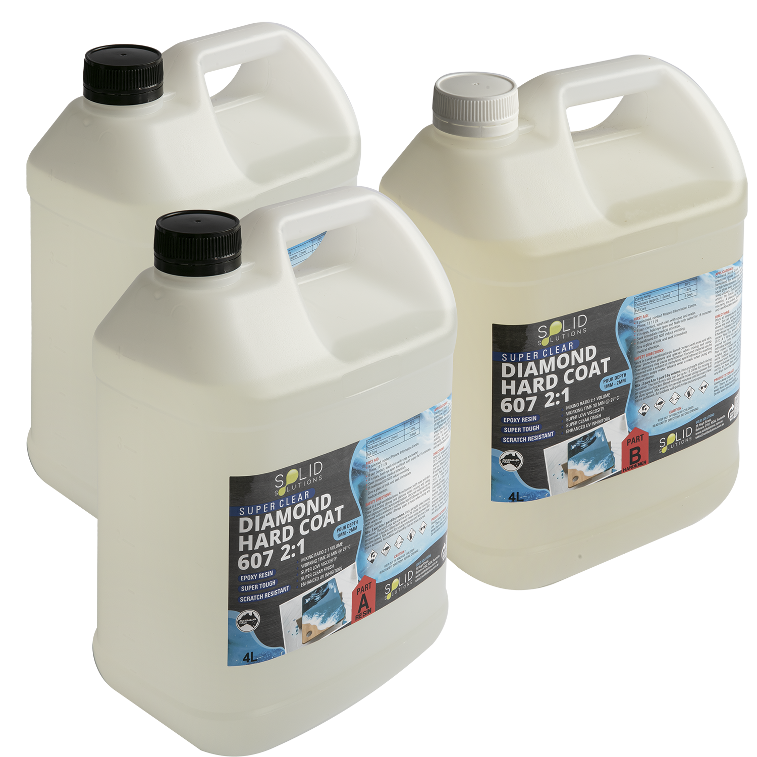 Gray Solid Solutions Diamond Hard Coat 607 UV Resistant Premium Epoxy Resin  2:1 12Litre Kit Acrylic Paints