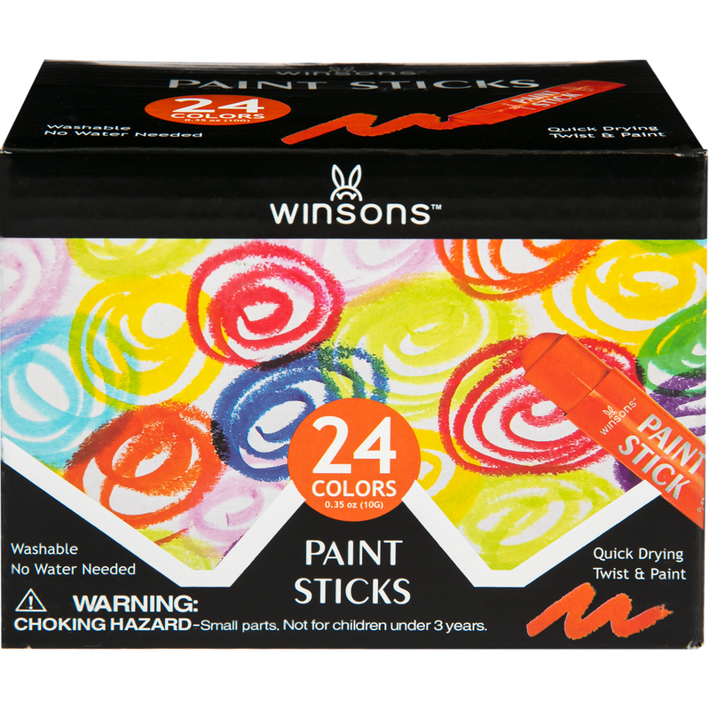 Black Winsons Tempera Paint Sticks 10g x 24 Pieces Kids Paints