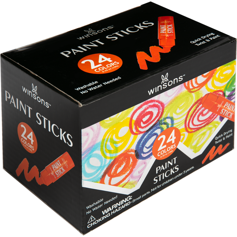 Black Winsons Tempera Paint Sticks 10g x 24 Pieces Kids Paints