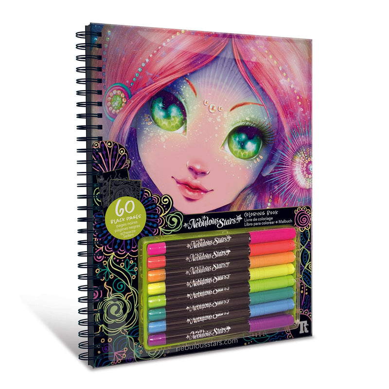 Rosy Brown Nebulous Stars   Colouring Book   Black Pages Kids Art and Craft