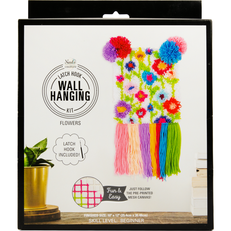 Fabric Editions Needle Creations Latch Hook Wall Hanging Kit Flowers 2