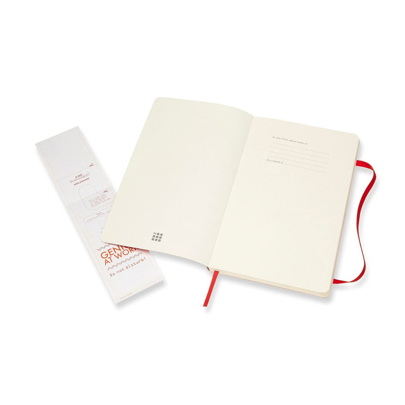 Beige Moleskine Classic  Soft Cover  Note Book -  Plain  -   Large   - Scarlet Red Pads