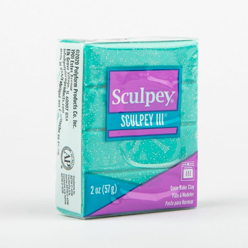 Light Sea Green Sculpey III Oven Bake Clay- 57g - Turquoise Glitter Polymer Clay (Oven Bake)