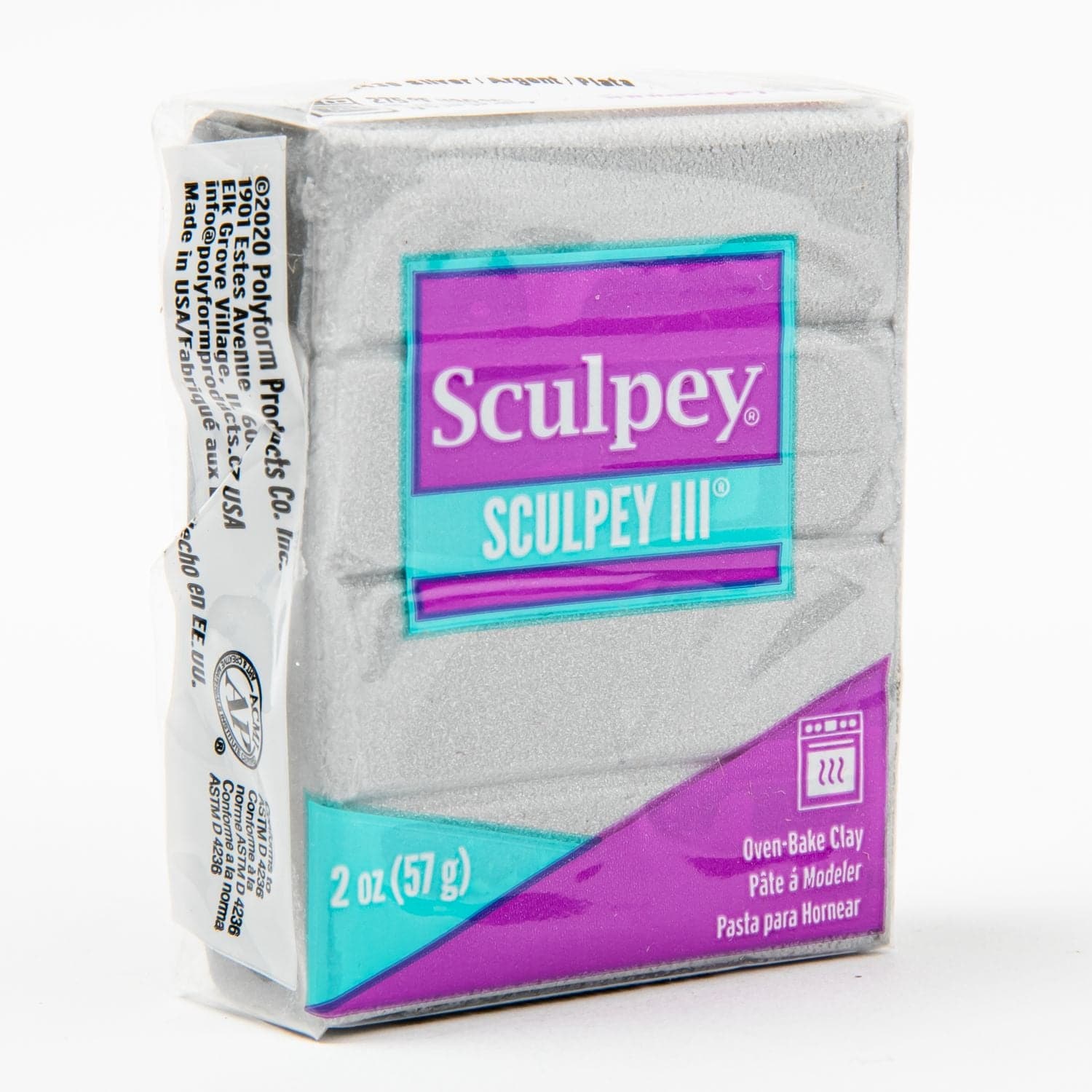 Sculpey III Oven Bake Clay- 57g - Silver