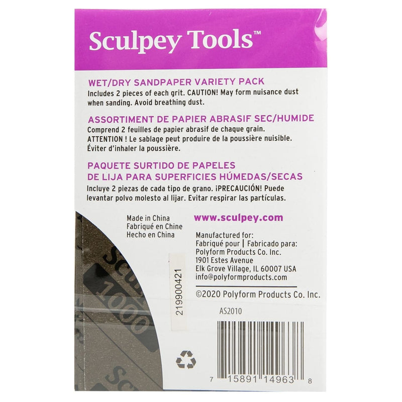 Lavender Sculpey Tools - Wet/Dry Sandpaper Variety Pack Modelling and Casting Tools and Accessories