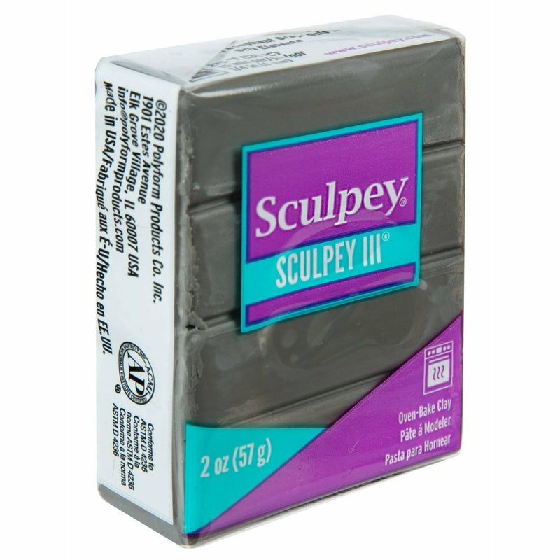 Dim Gray Sculpey III Oven Bake Clay- 57g - Elephant Gray Polymer Clay (Oven Bake)