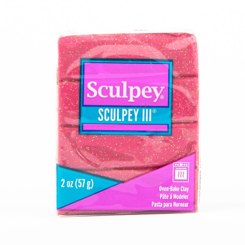 Hot Pink Sculpey III Oven Bake Clay- 57g - Garnet Glitter Polymer Clay (Oven Bake)