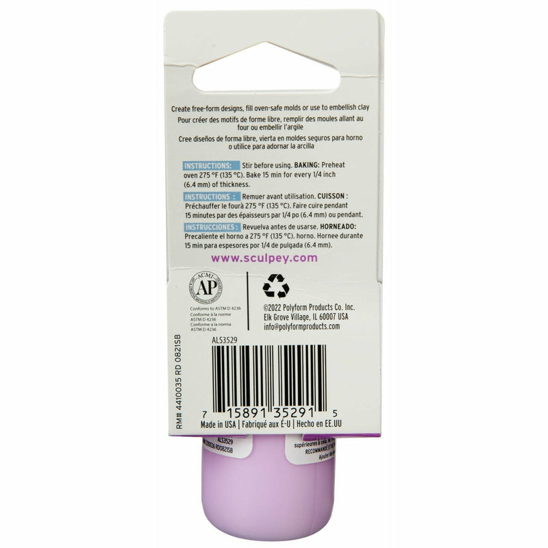 Light Gray Liquid Sculpey Polymer Clay- Amethyst Pearl 29.5mL Polymer Clay (Oven Bake)