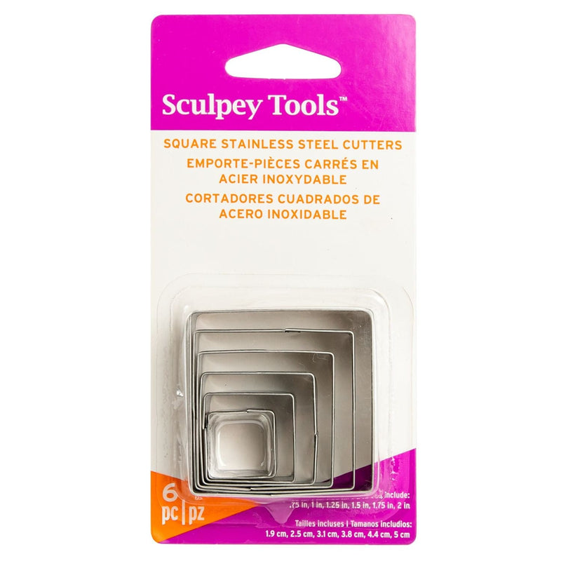 Antique White Sculpey Tools - 6 Pieces Graduated Square Cutter Modelling and Casting Tools and Accessories