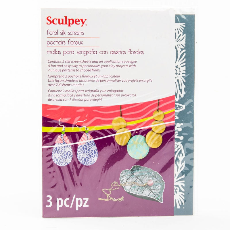 Light Gray Sculpey Silk Screen - Florals Modelling and Casting Tools and Accessories