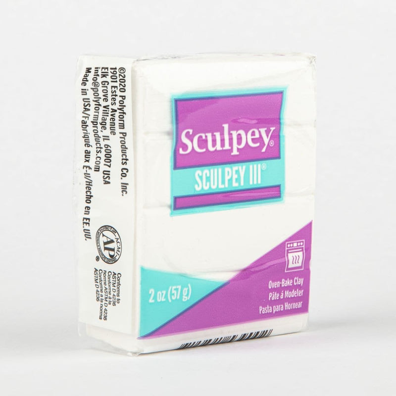 White Smoke Sculpey III Oven Bake Clay- 57g - White Glitter Polymer Clay (Oven Bake)